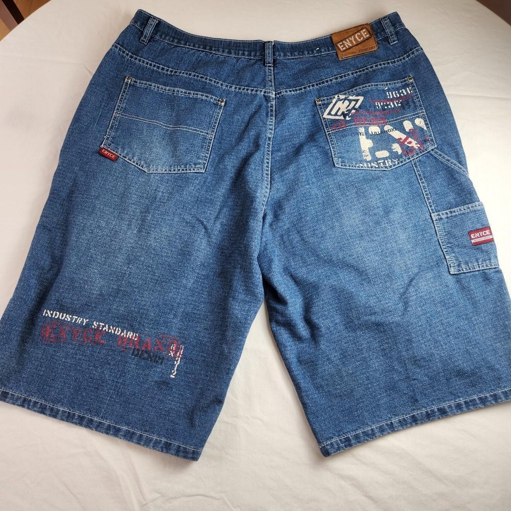 Enyce Jean Shorts Jorts Mens 40 Blue Denim Baggy Vintage Y2K Hip Hop Skater 90s